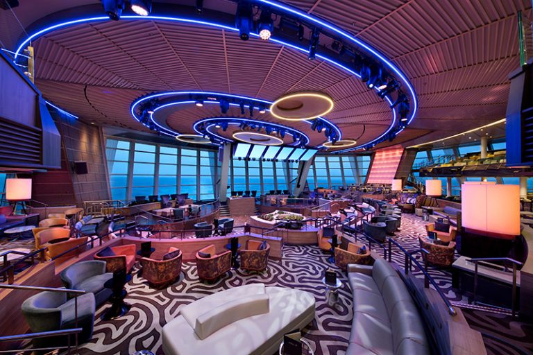 AN, Anthem of the Seas, Two 70 Lounge, Deck 5 Aft, bar, entertainment, ocean view, daytime, empty room