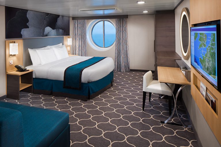 HM, Harmony of the Seas, Accessible Ocean View Stateroom,  Cat. H - Room #3178, Deck 3 Midship Portside, porthole window, flat screen monitor, bed bedding, decor, desk, ocean view, suite, cabin