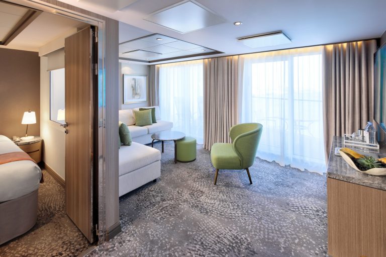 Celebrity Silhouette, SI, Celebrity Revolution, Celebrity Suite refresh, revitalization, update, staterooms and suites, cabins, accommodations, living room