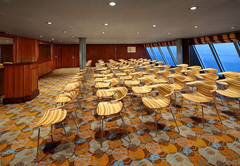 AN, Anthem of the Seas, Conference Center - Serenade & Brilliance Room - Deck 13 Aft, chairs, podium, ocean view, meeting room, business, empty room,